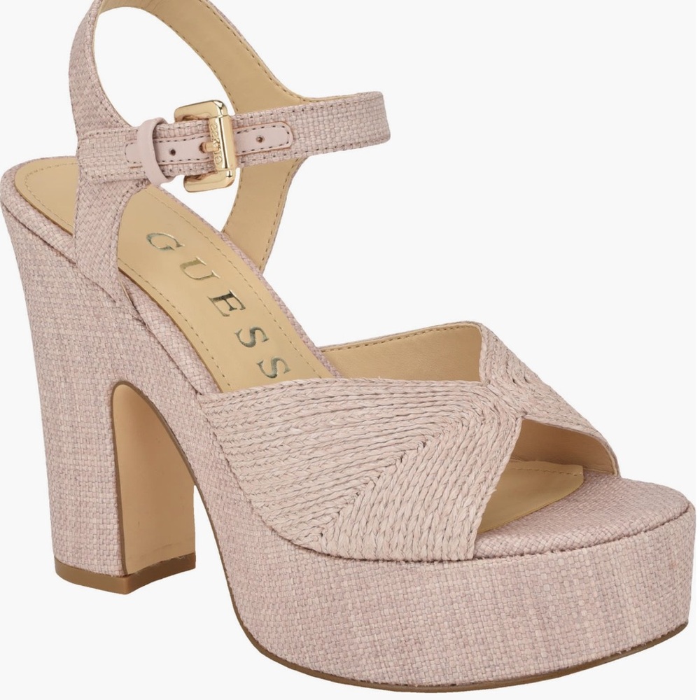 Guess Pink Platform Chunky Heel Sandals